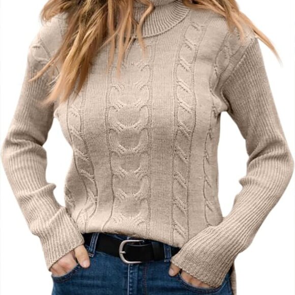 Classic Cable Knit Turtleneck Sweater - Picture 1 of 2